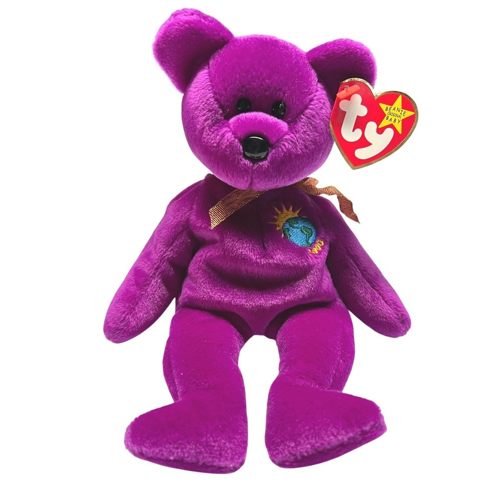 Ty Beanie Baby Millennium the Bear Purple 1999 Retired Collectible Plush Toy